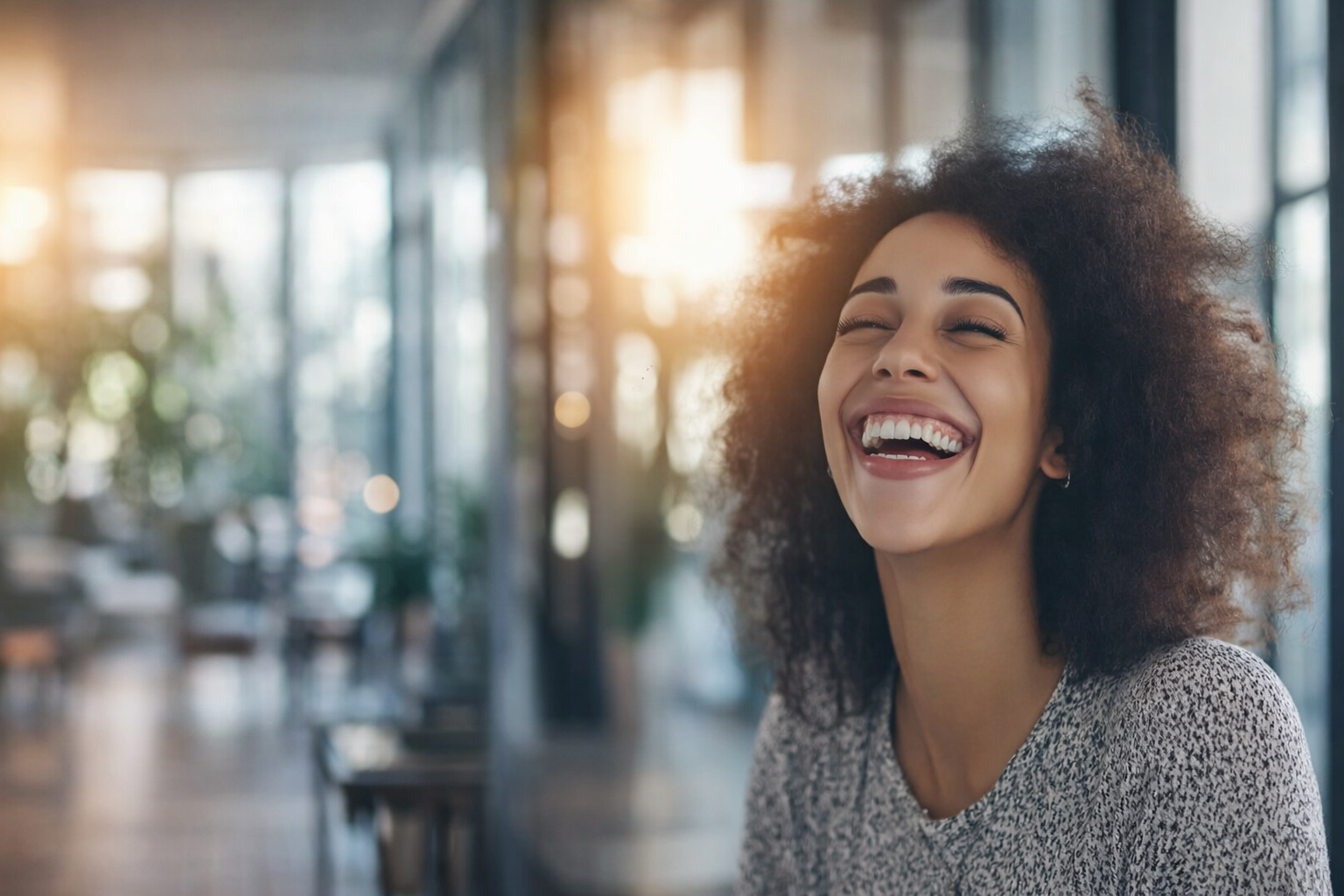 Pessoa sorrindo representando o atendimento humano da Ativo DIA